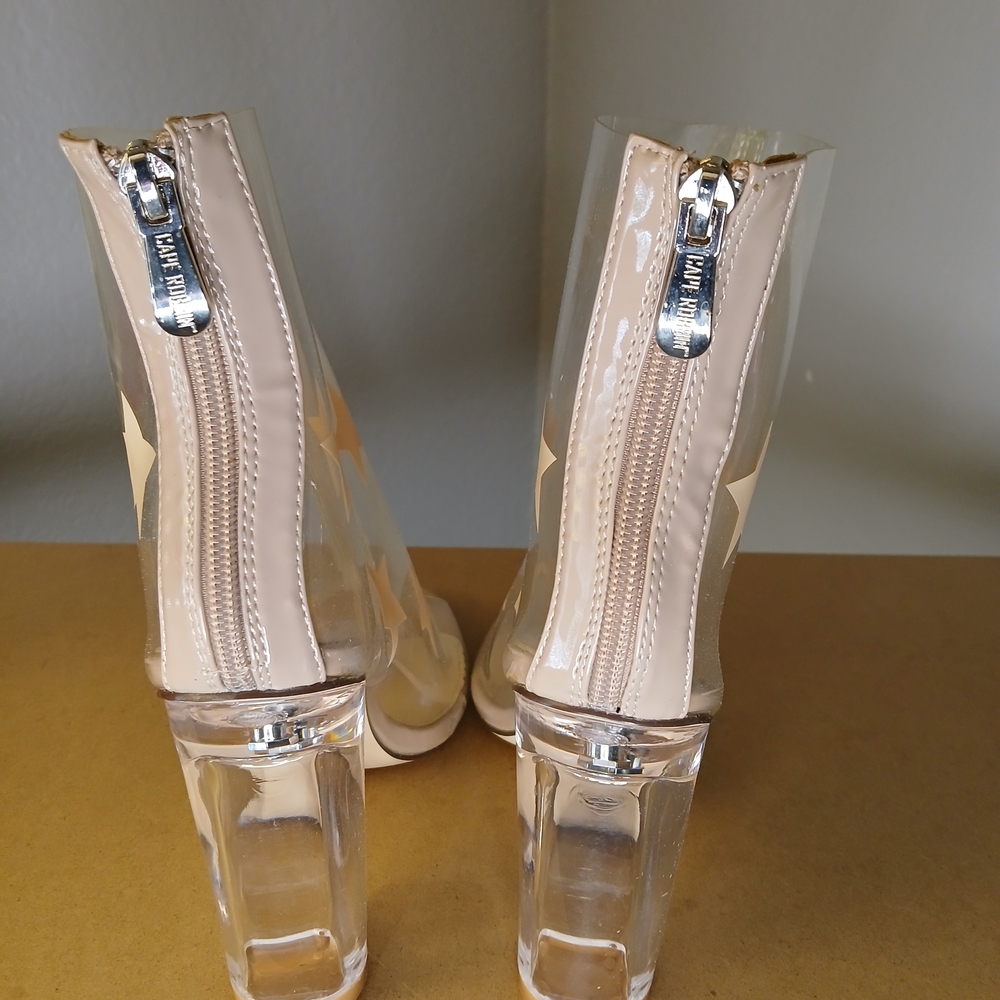 Cape Robbin Clear Heeled Boots with Beige Highlights
